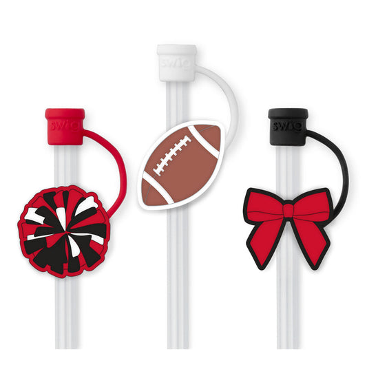Straw topper set game day black and red