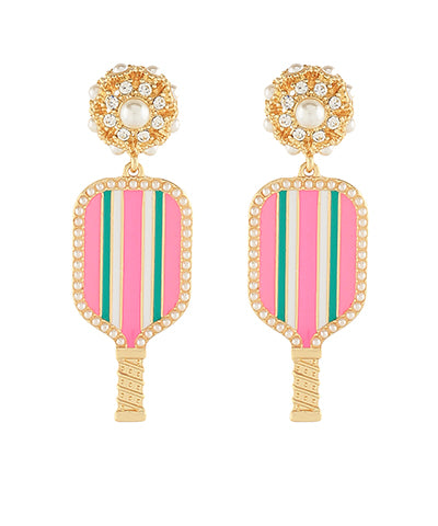 Pickleball earrings pink