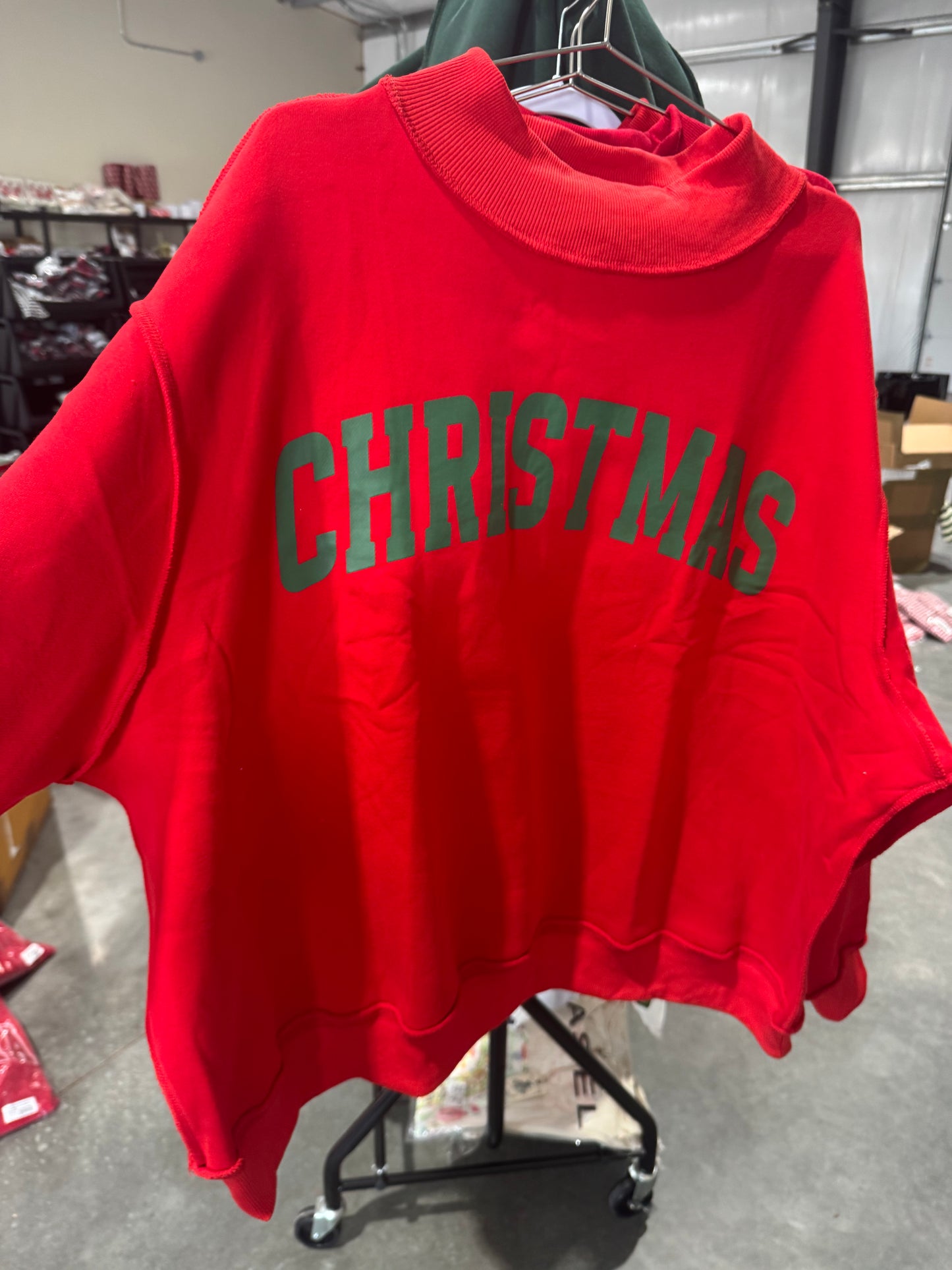 Mock neck red merry Christmas reversible story exclusive