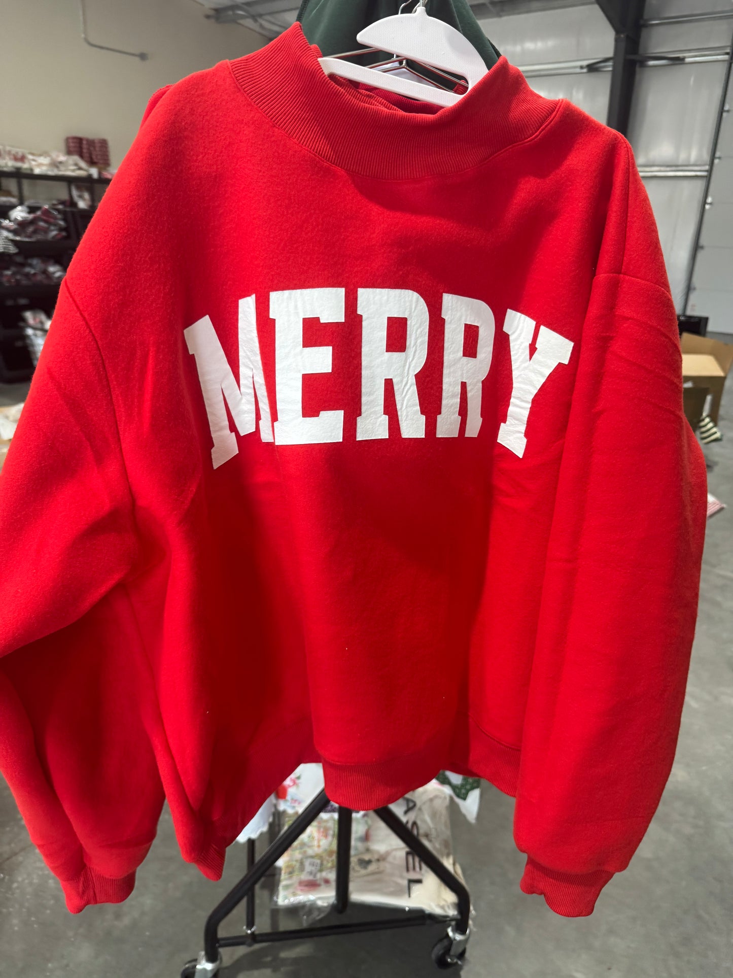 Mock neck red merry Christmas reversible story exclusive