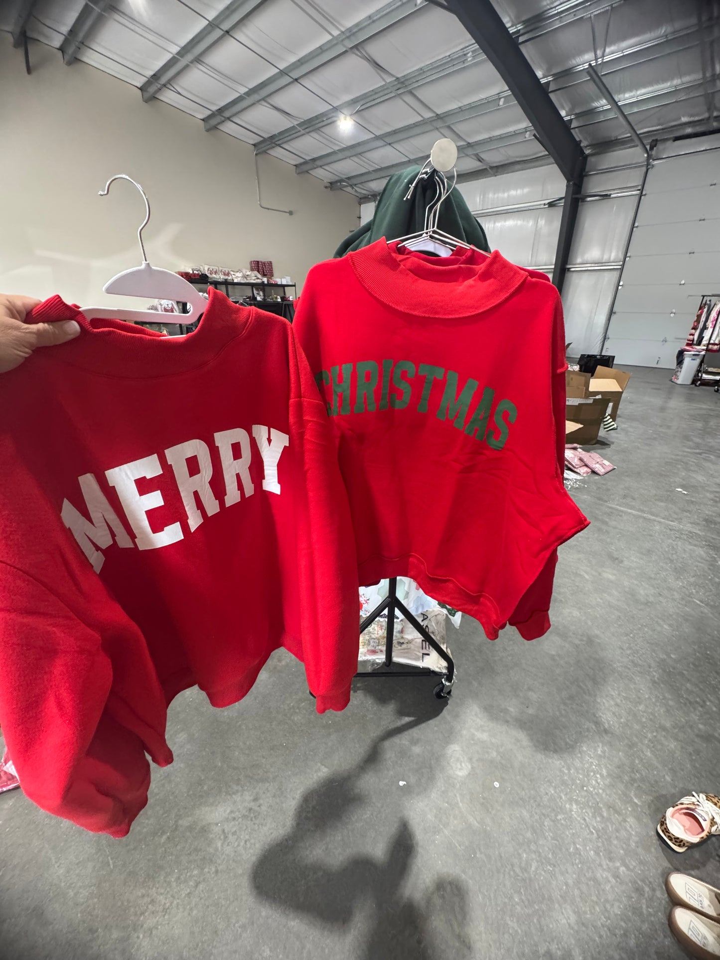 Mock neck red merry Christmas reversible story exclusive
