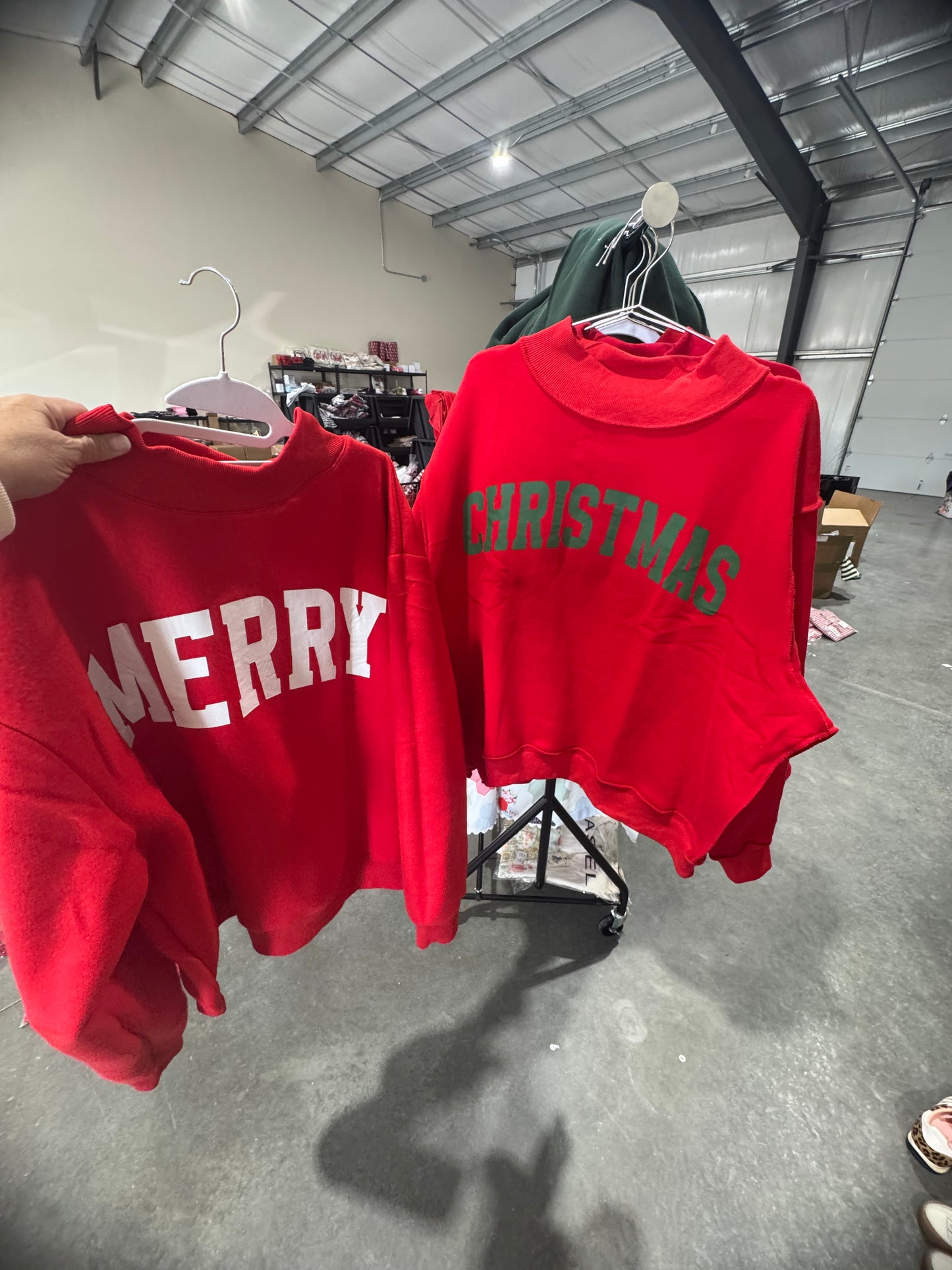Mock neck red merry Christmas reversible story exclusive