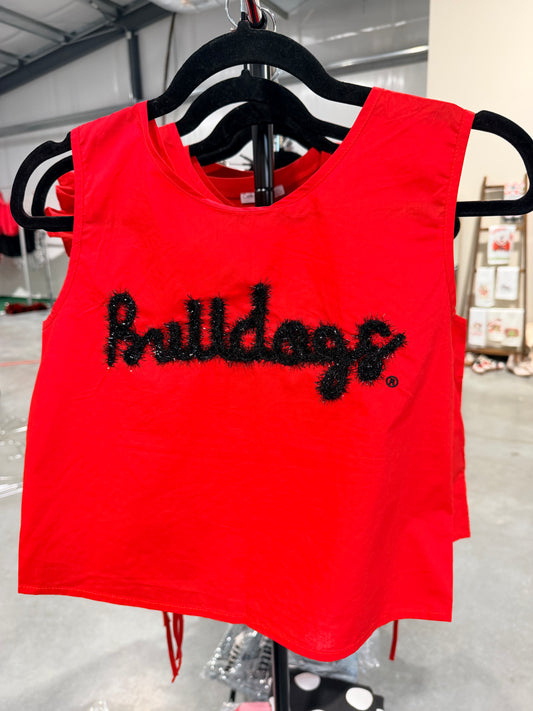 Rope script tie back cropped tank with bows