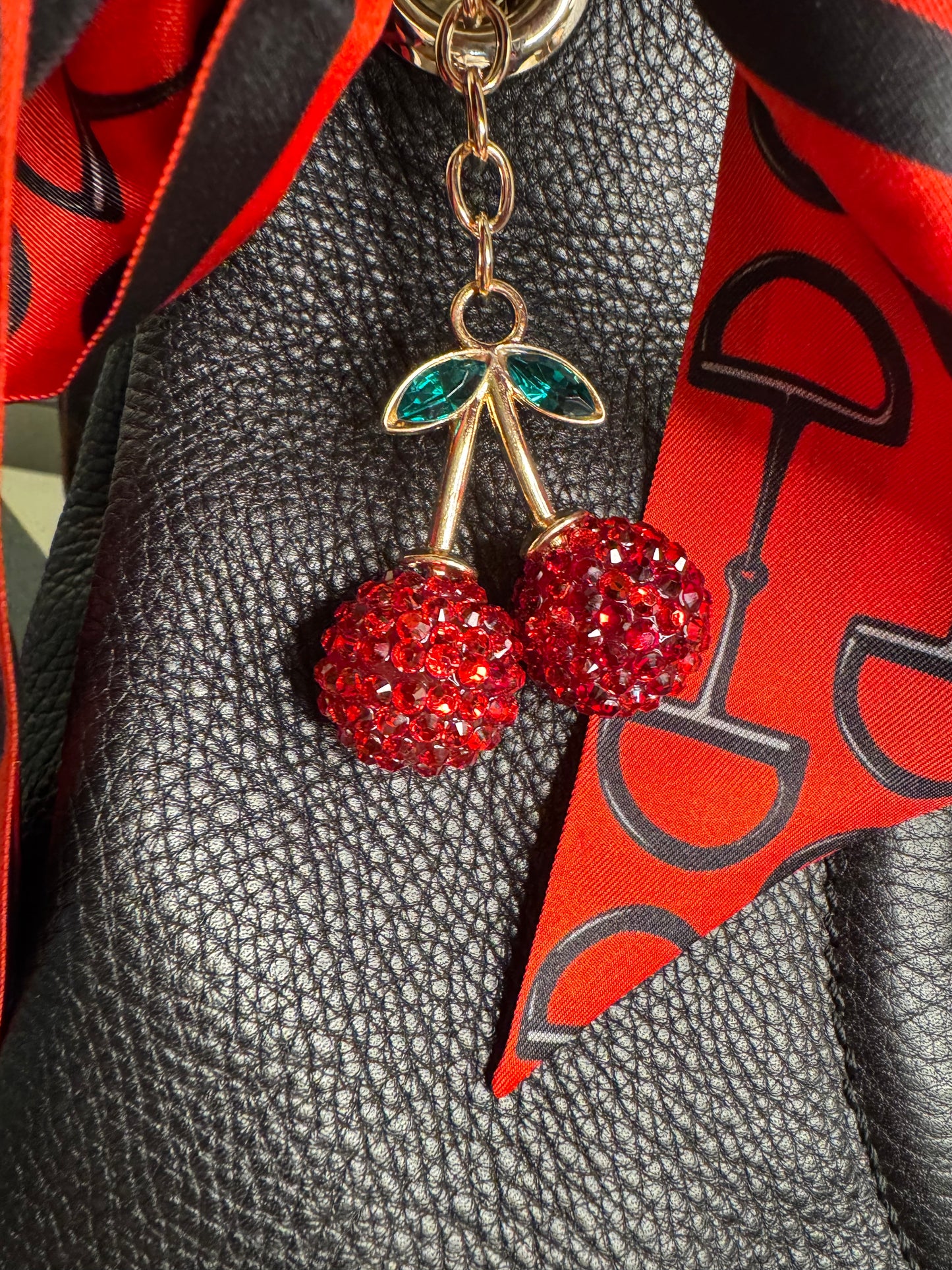 Cherry red purse charm key chain
