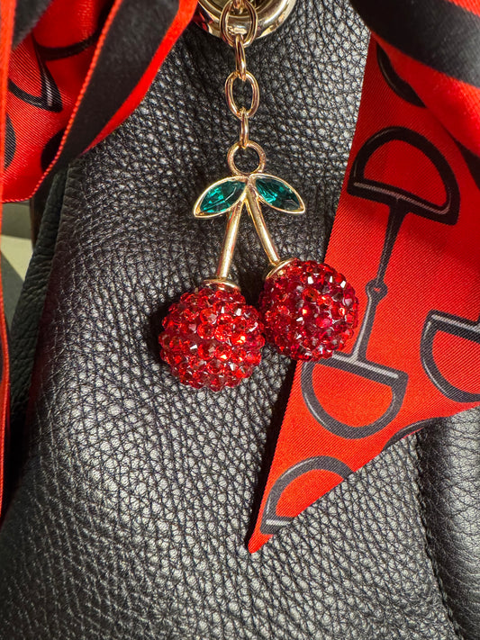 Cherry red purse charm key chain