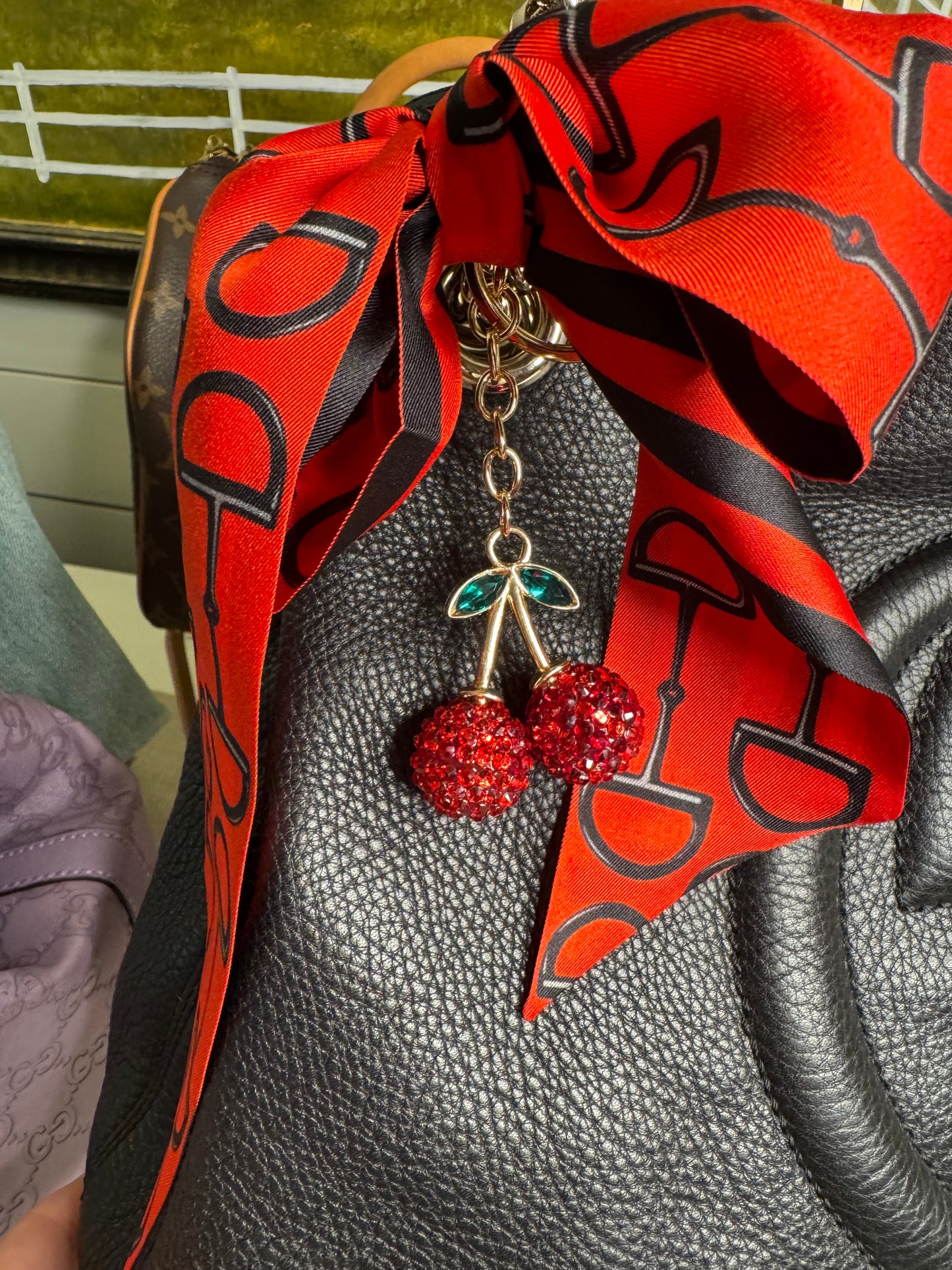 Cherry red purse charm key chain