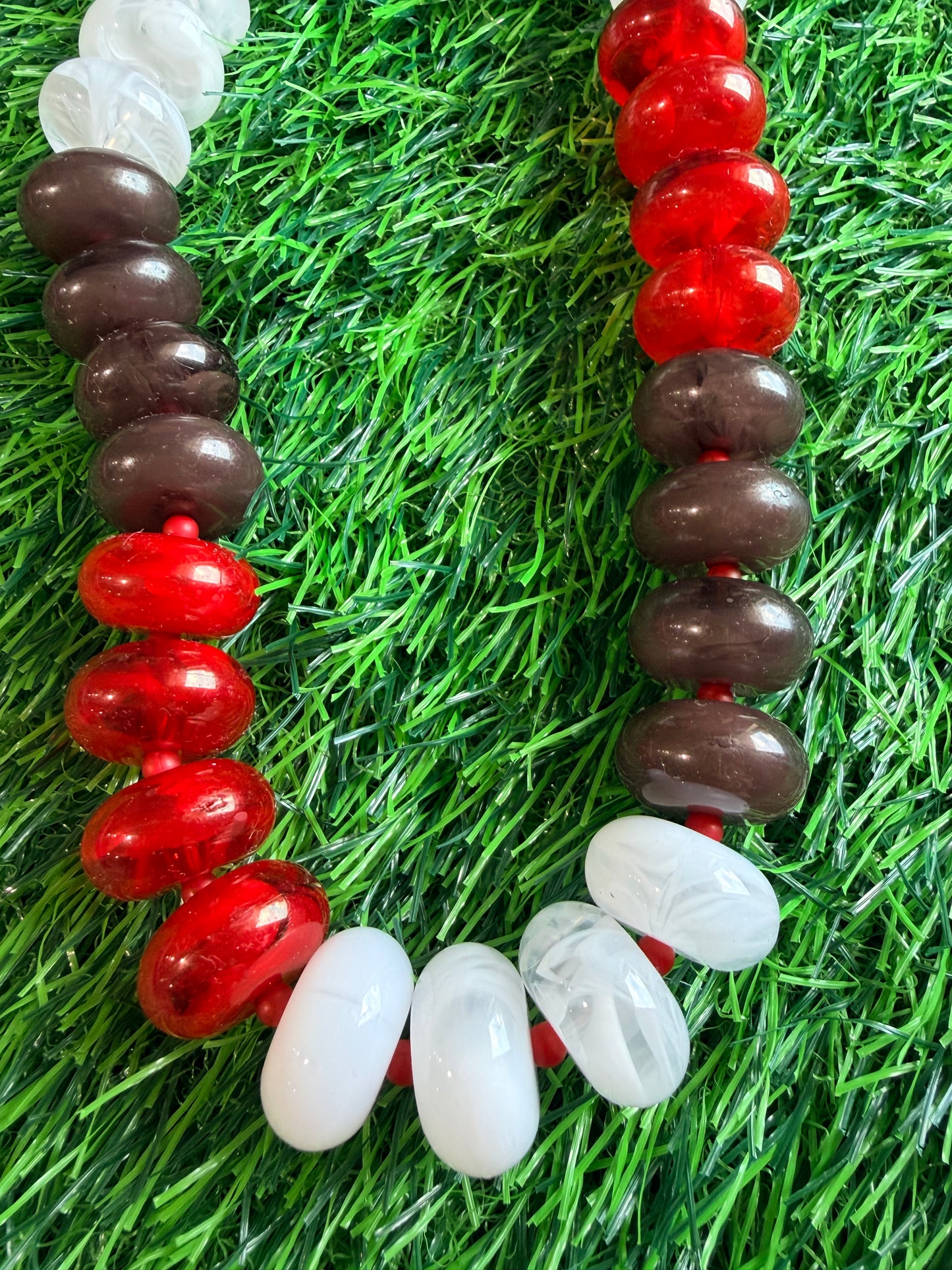 Black red and white beaded necklace large