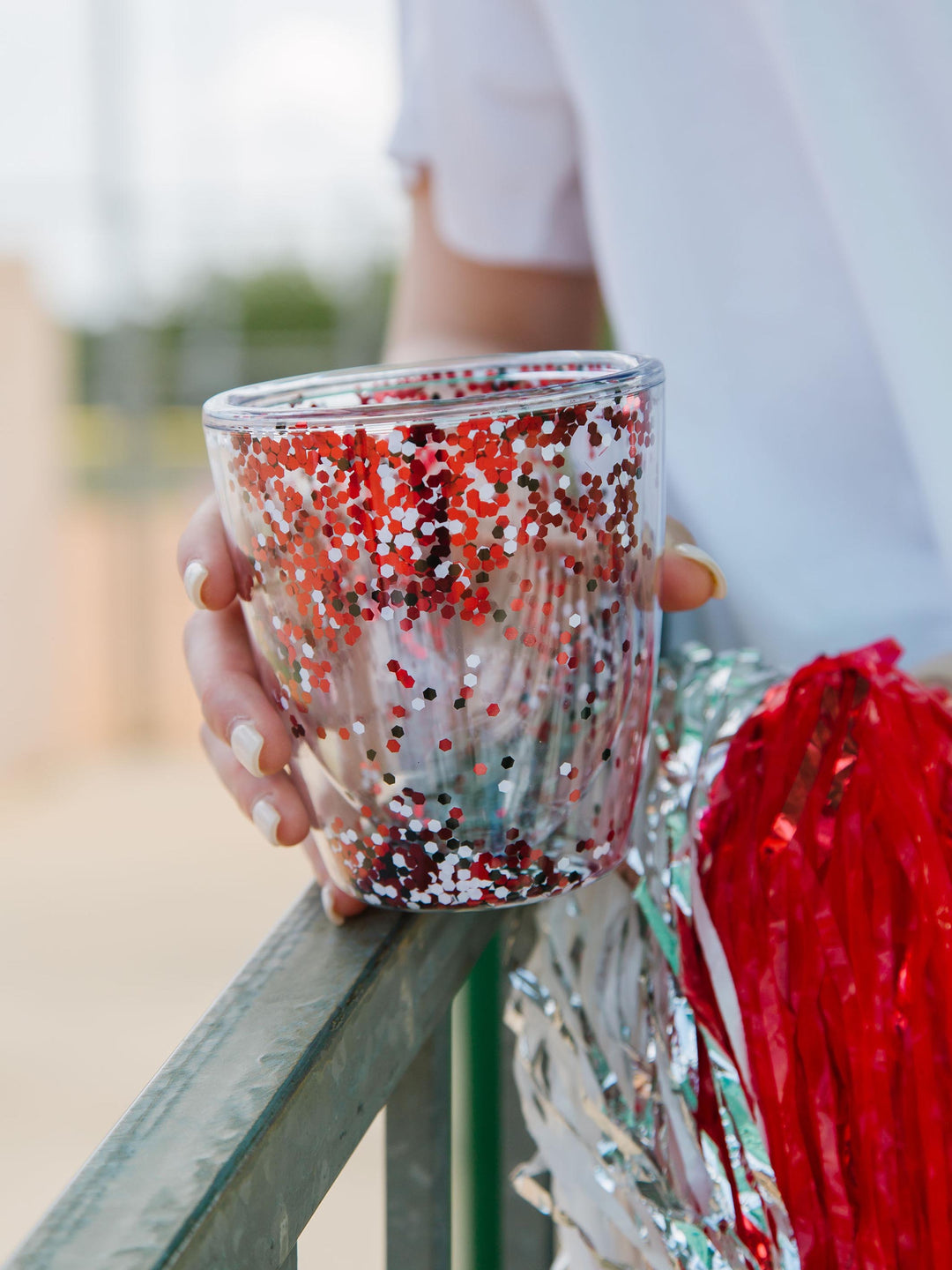 GameDay glitter plastic wine - beverage tumbler cup