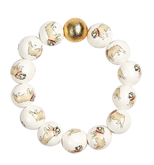 Dog white beaded bracelet