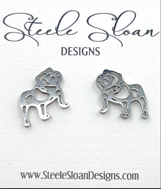 Dog earrings stainless steel game day studs