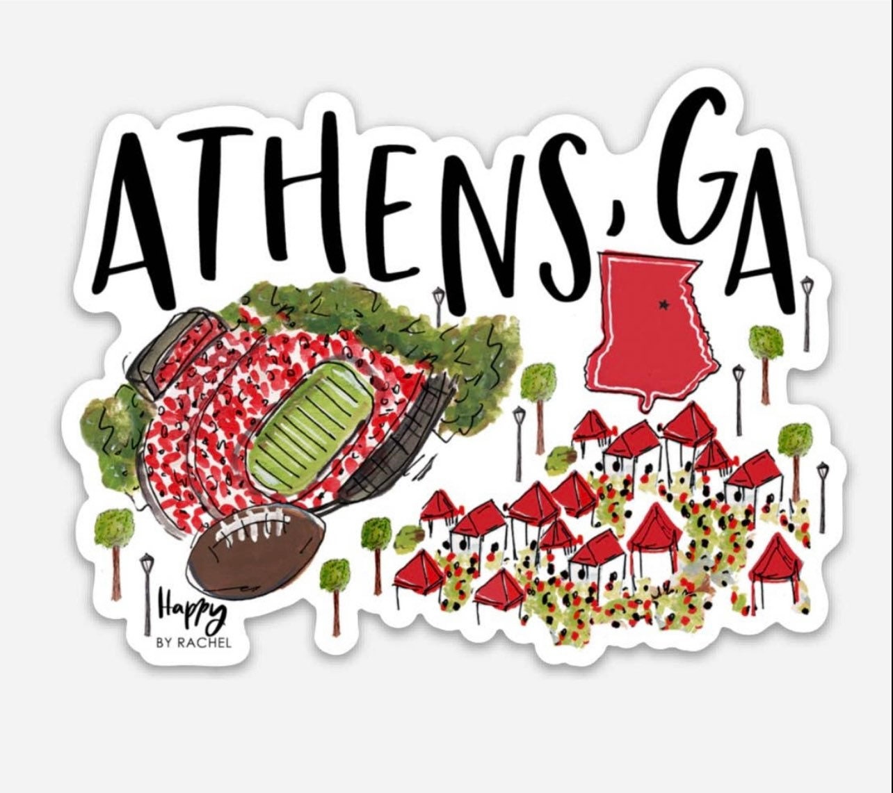 Athens magnet or sticker game day red and black