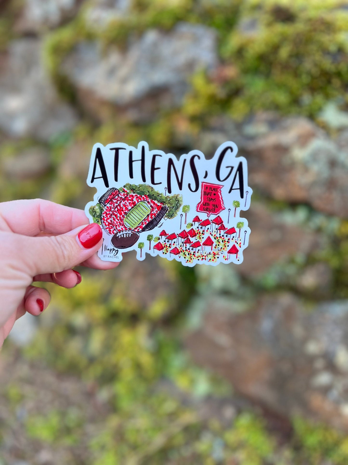 Athens magnet or sticker game day red and black