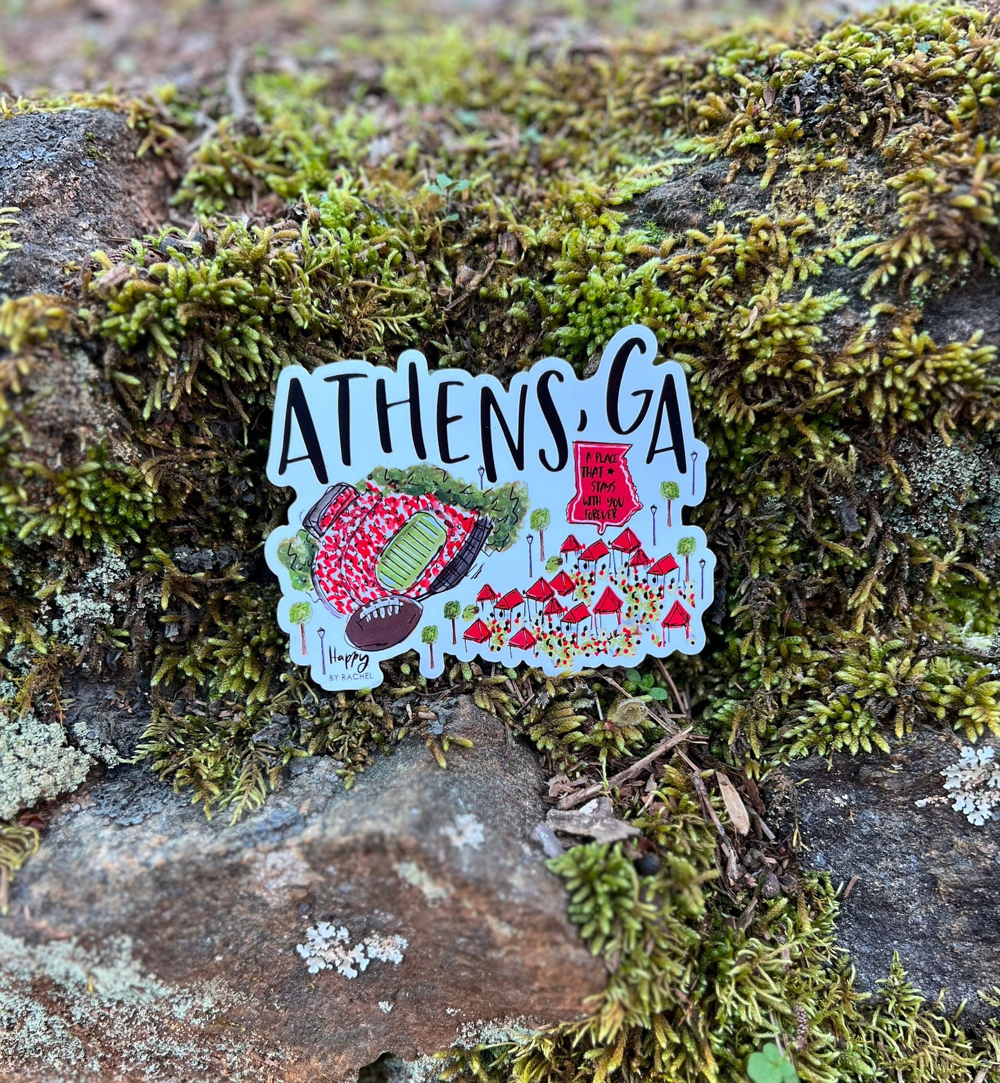 Athens magnet or sticker game day red and black