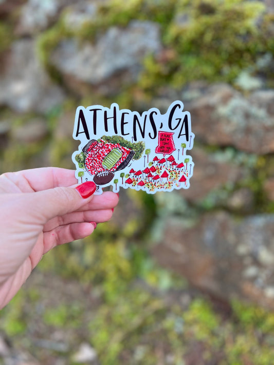 Athens magnet or sticker game day red and black