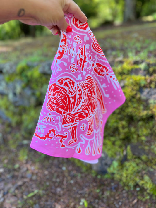 bandanna and artist design pink and red